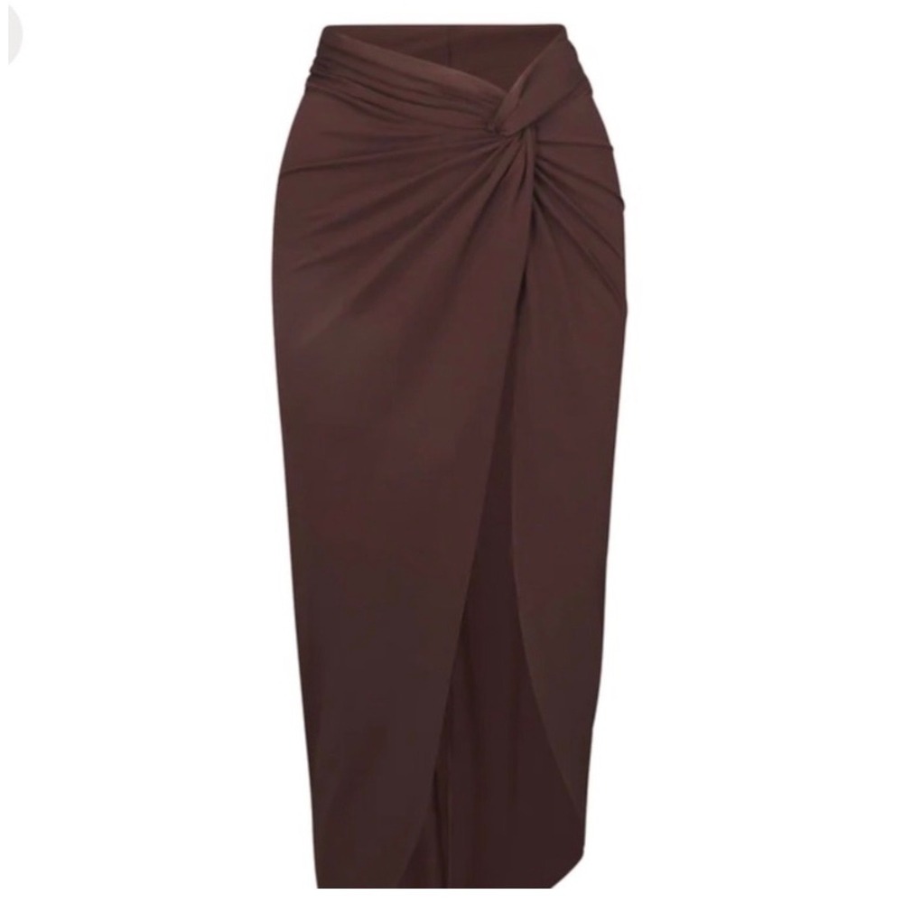 SKIMS Signature Swim Sarong Skirt in Cocoa Brown, Women's Size Medium, NWT - Picture 2 of 12